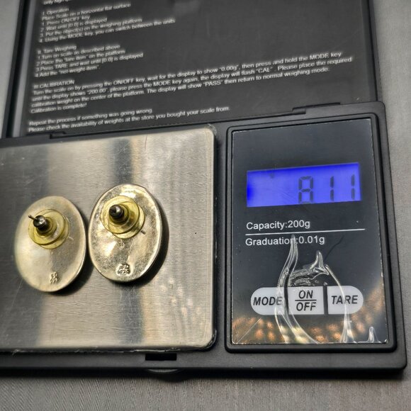 VTG Sterling Silver Floral Stud Earrings 1.25" Hollow Oval Signed FG 8.11g - Picture 9 of 10